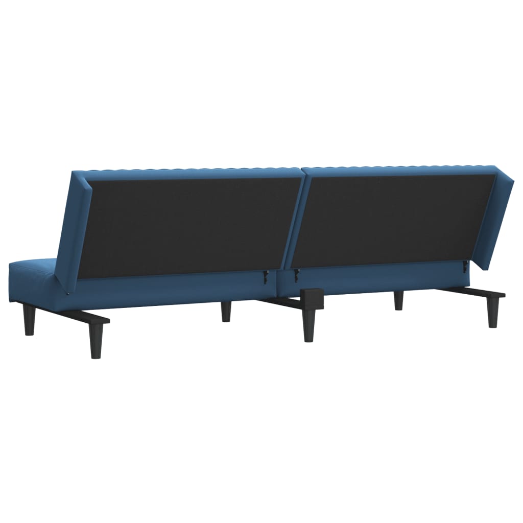 2-seater blue velvet sofa bed
