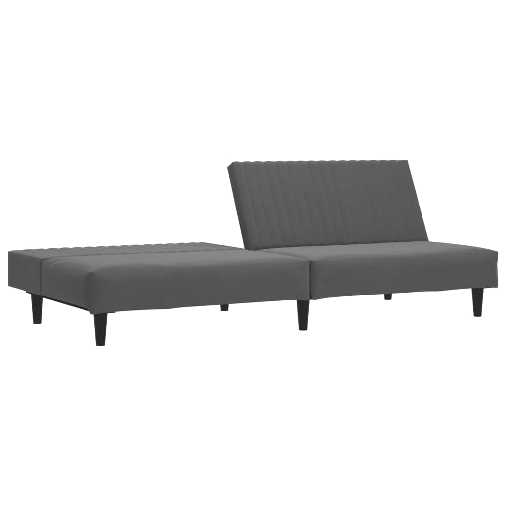 Dark grey velvet 2-seater sofa bed