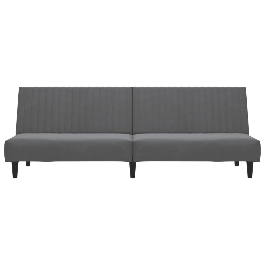 Dark grey velvet 2-seater sofa bed