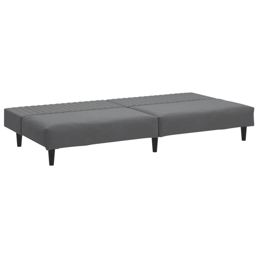Dark grey velvet 2-seater sofa bed