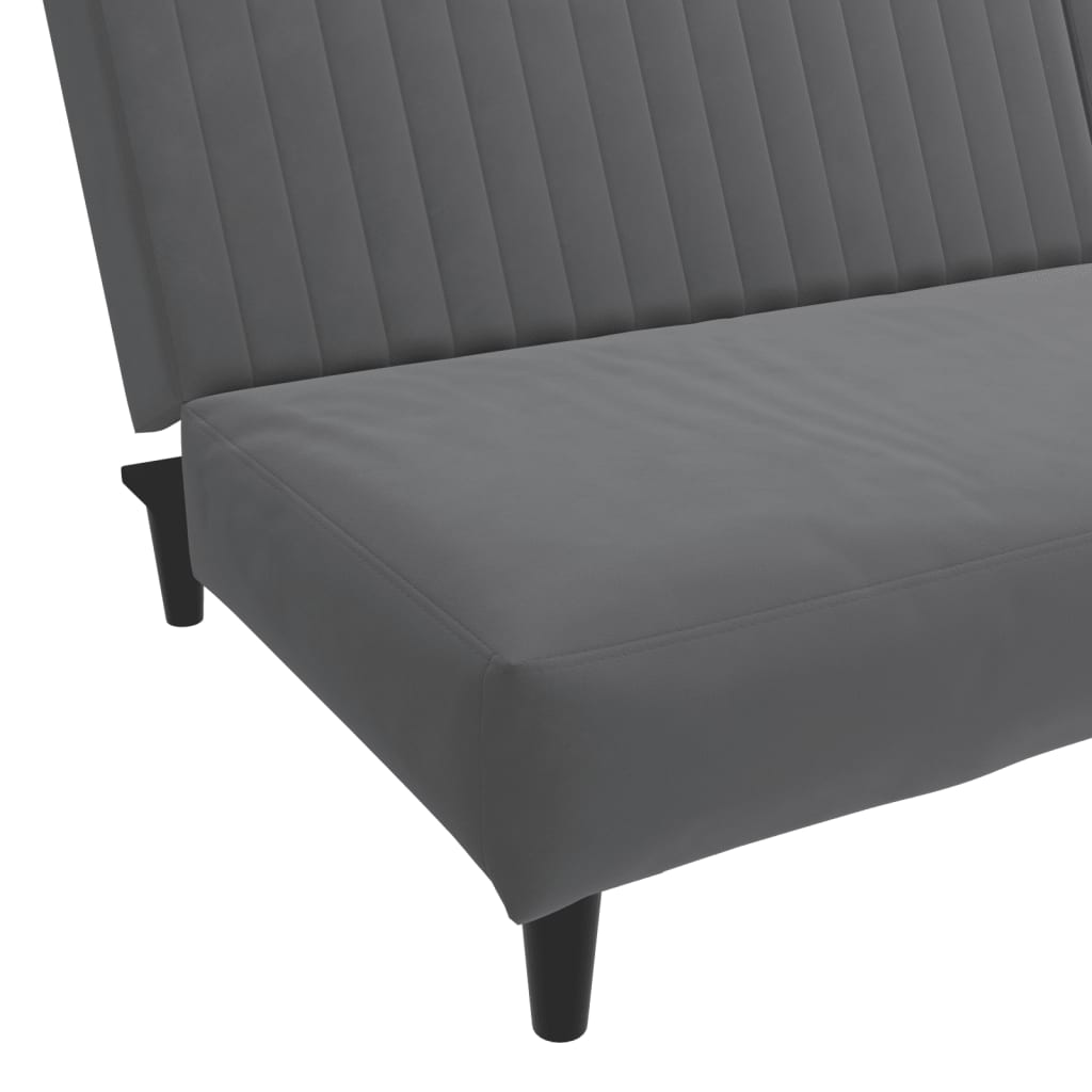 Dark grey velvet 2-seater sofa bed