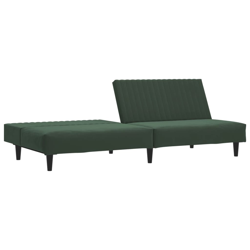 Dark green velvet 2-seater sofa bed