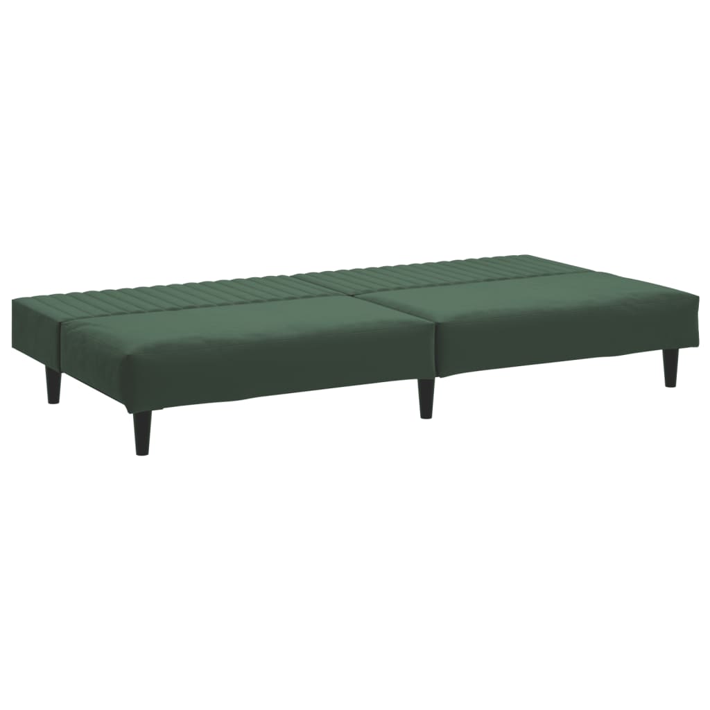 Dark green velvet 2-seater sofa bed