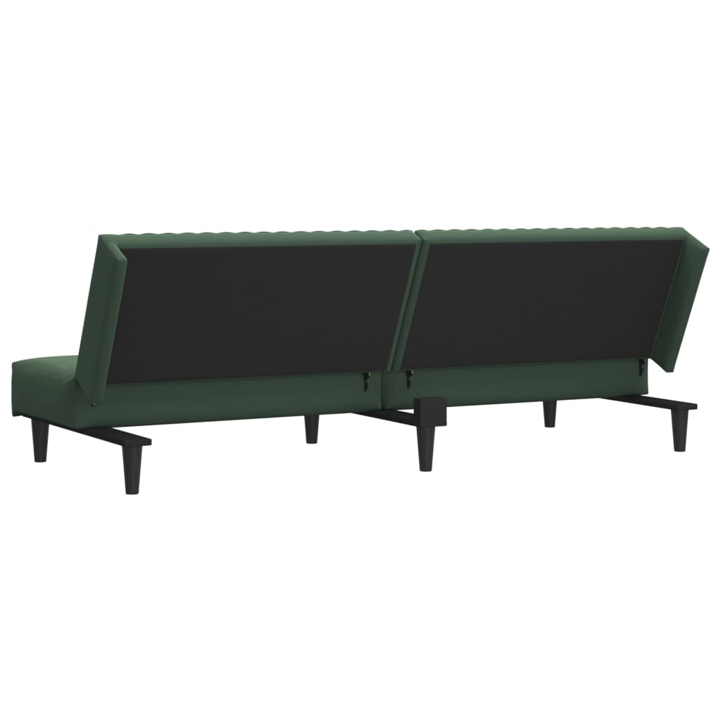 Dark green velvet 2-seater sofa bed