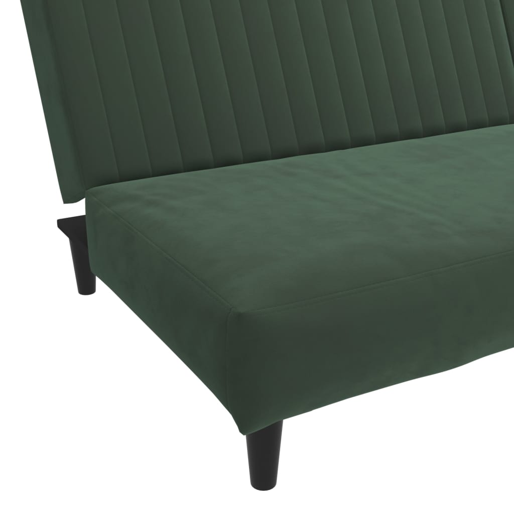 Dark green velvet 2-seater sofa bed