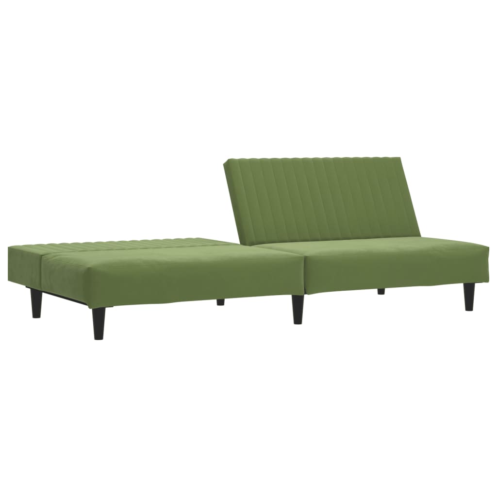 Sofá-cama de 2 lugares veludo verde-claro