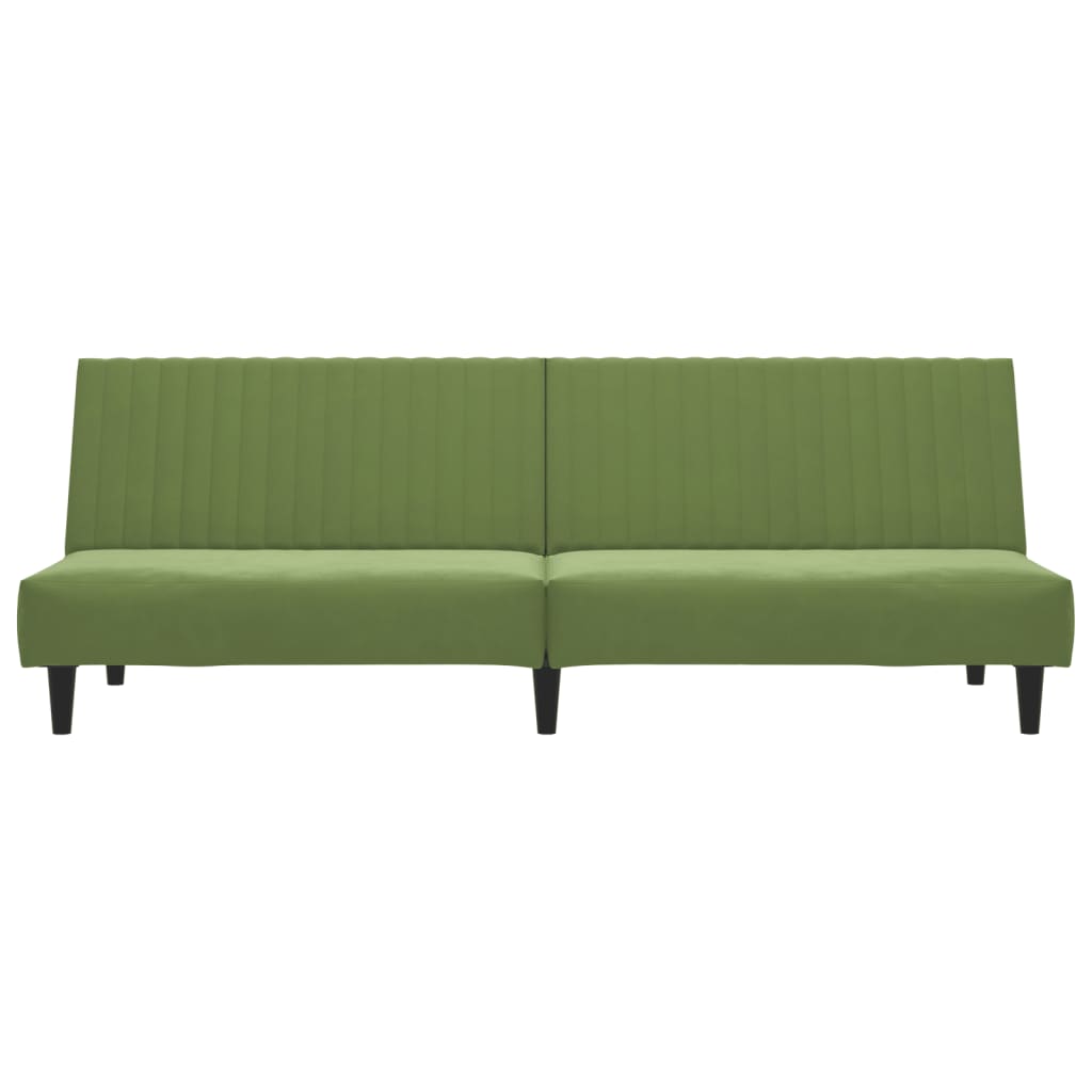 Sofá-cama de 2 lugares veludo verde-claro