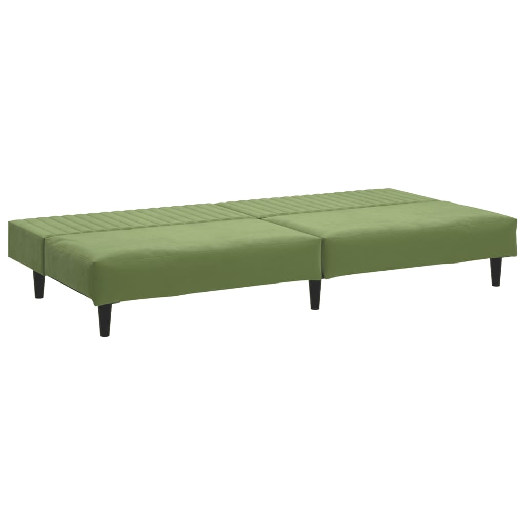 Sofá-cama de 2 lugares veludo verde-claro