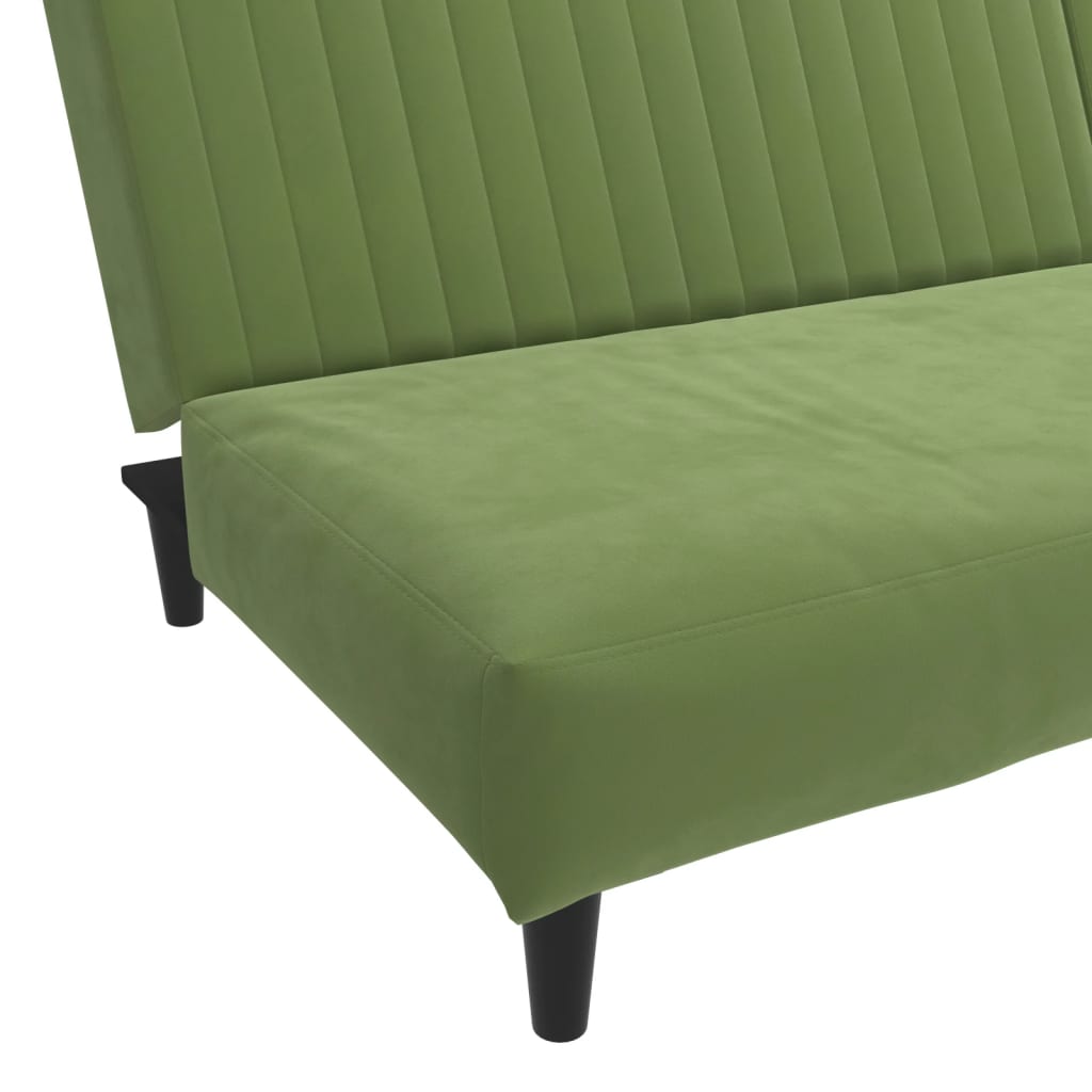 Sofá-cama de 2 lugares veludo verde-claro