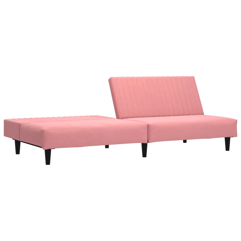 2-seater pink velvet sofa bed