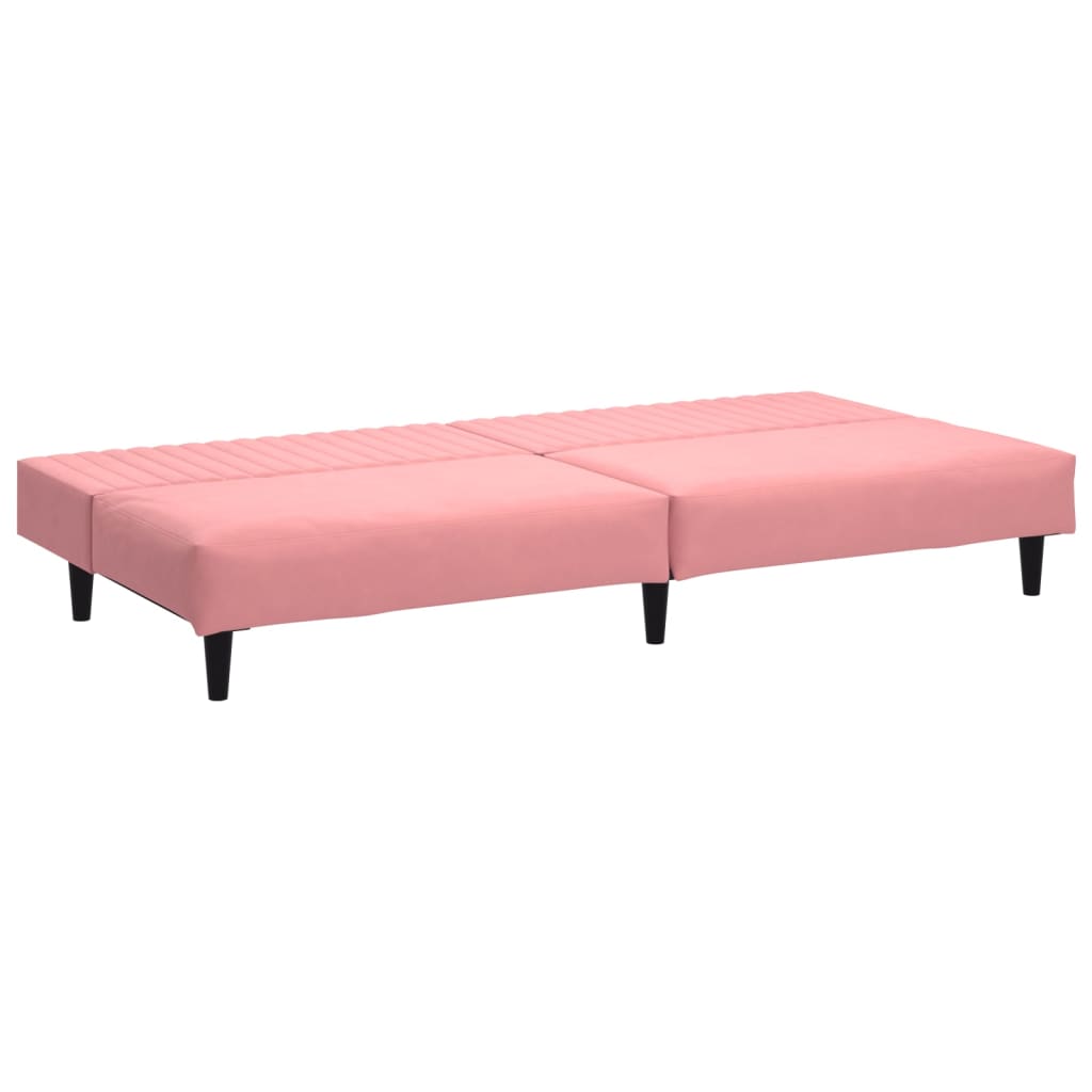 2-seater pink velvet sofa bed
