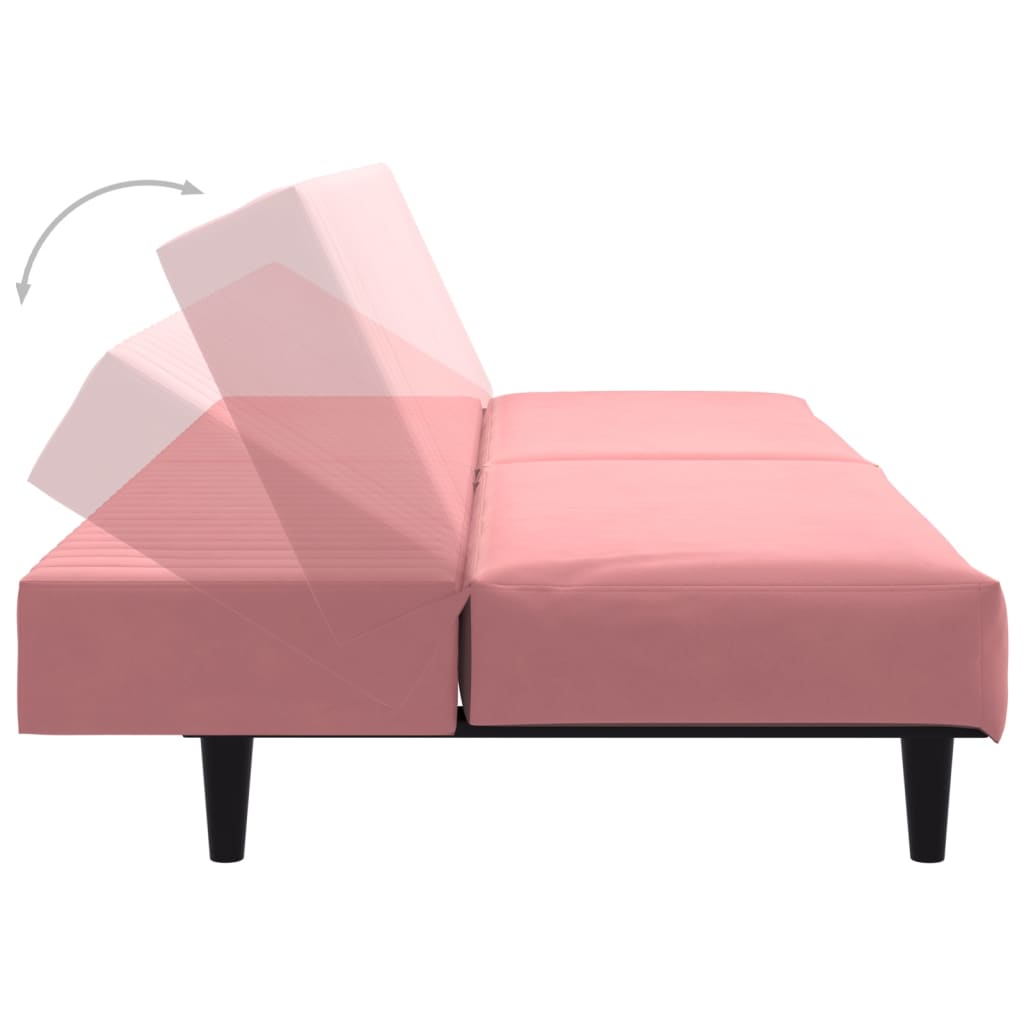2-seater pink velvet sofa bed