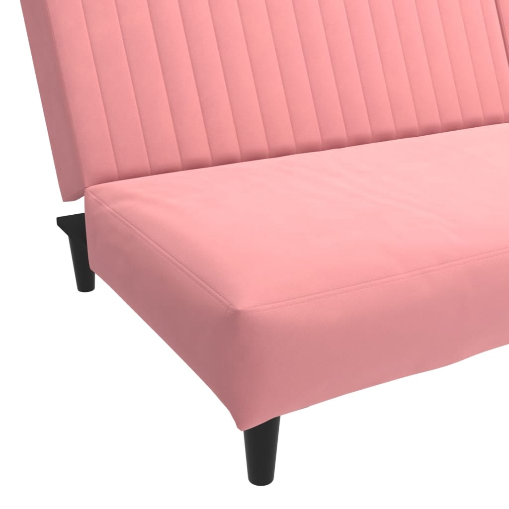2-seater pink velvet sofa bed
