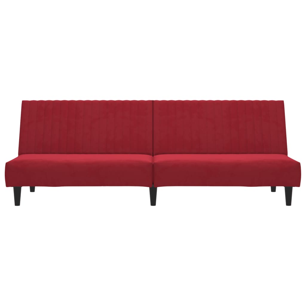 2-seater sofa bed in red velvet