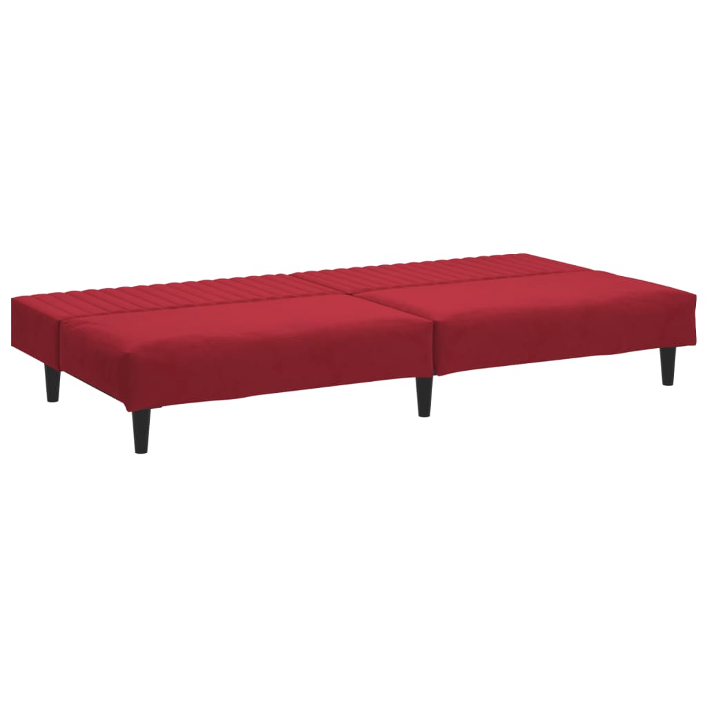 2-seater sofa bed in red velvet