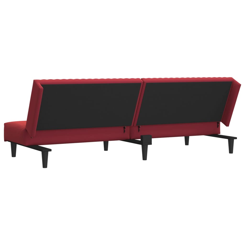 2-seater sofa bed in red velvet