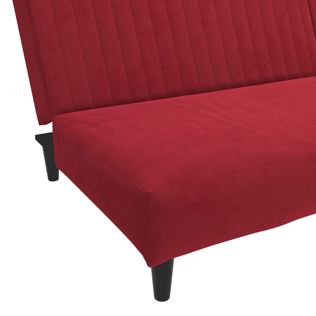 2-seater sofa bed in red velvet