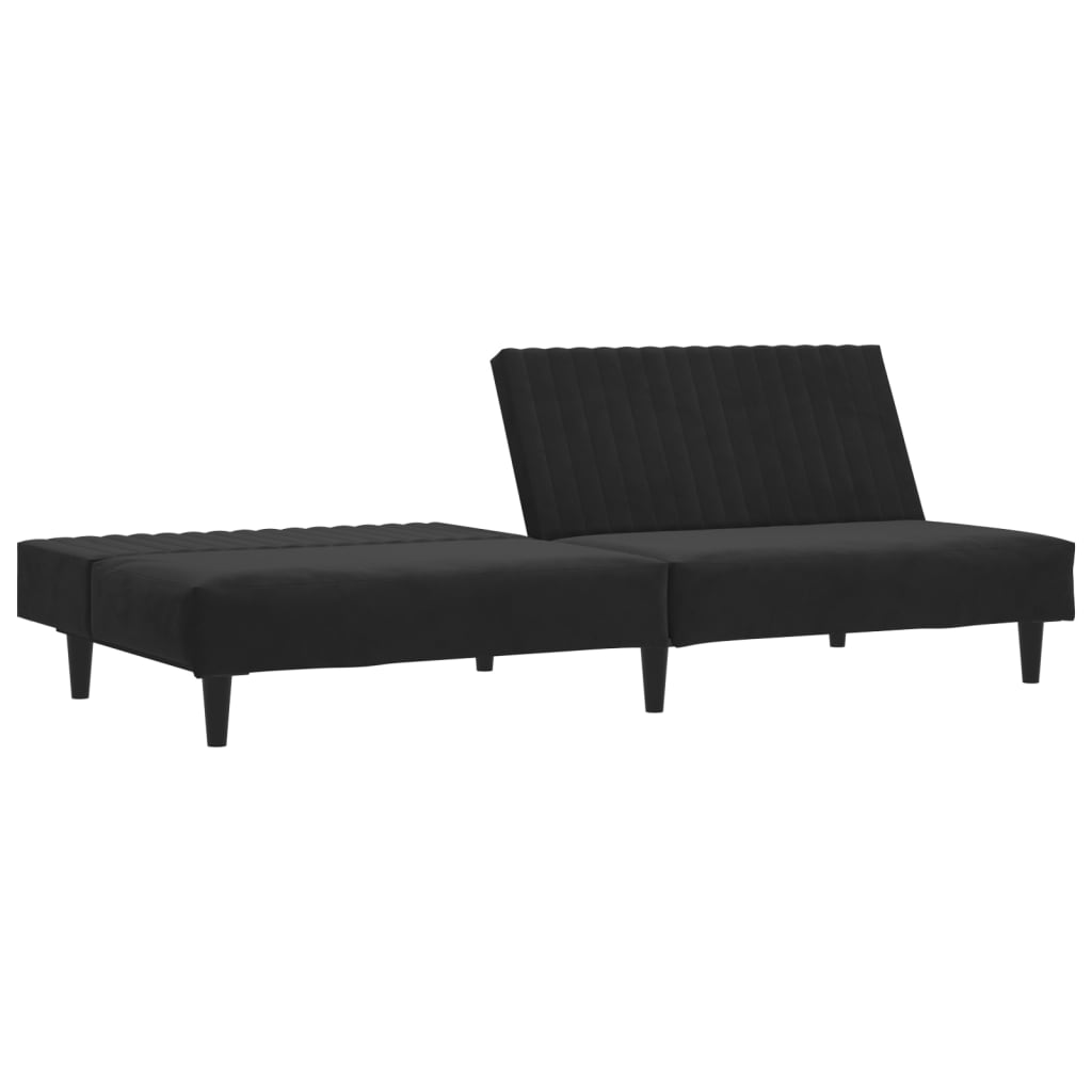 2-seater black velvet sofa bed