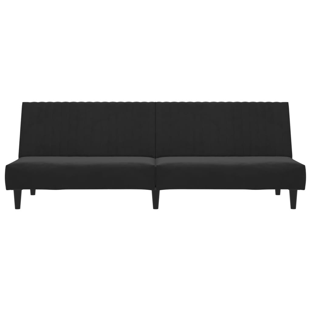 2-seater black velvet sofa bed