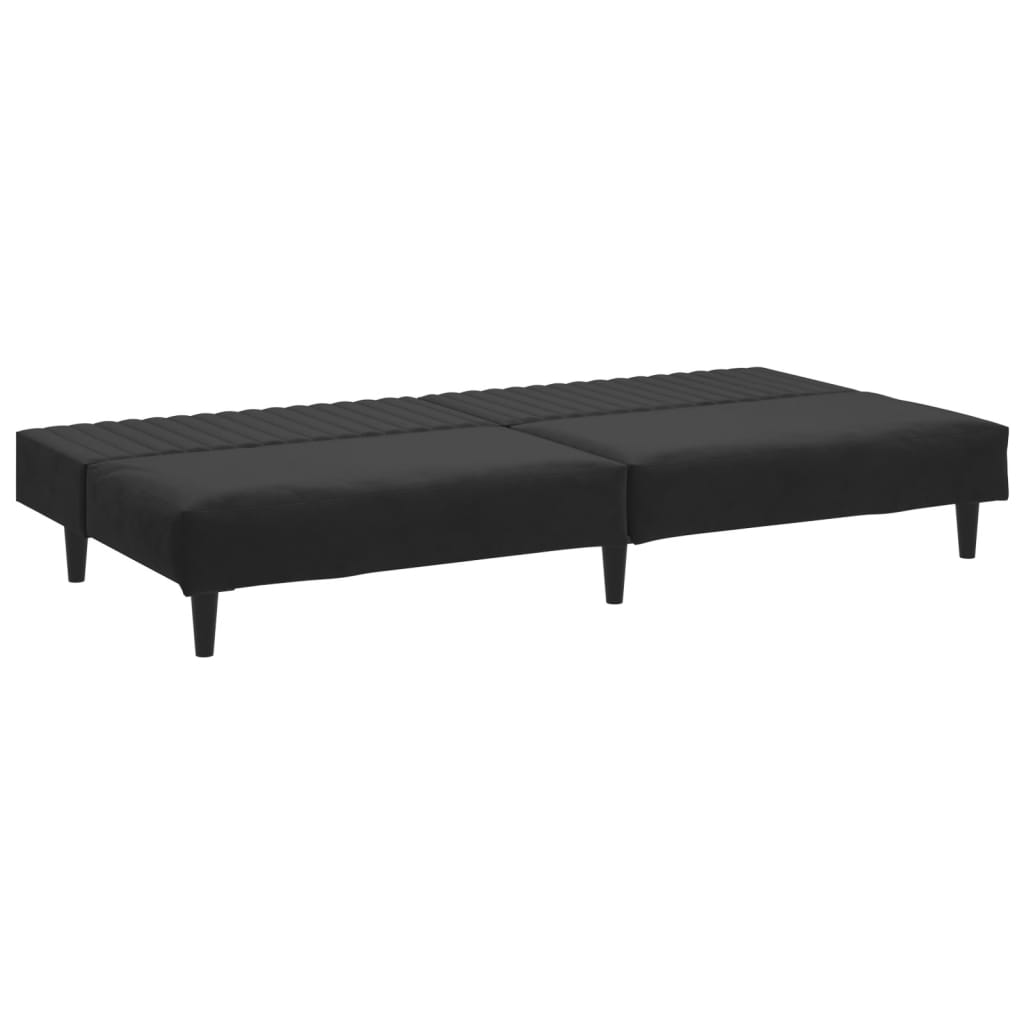 2-seater black velvet sofa bed
