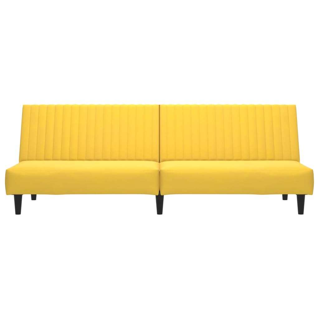 Sofá-cama de 2 lugares veludo amarelo