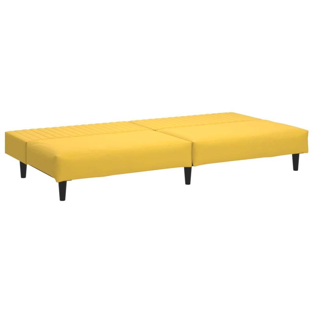 Sofá-cama de 2 lugares veludo amarelo
