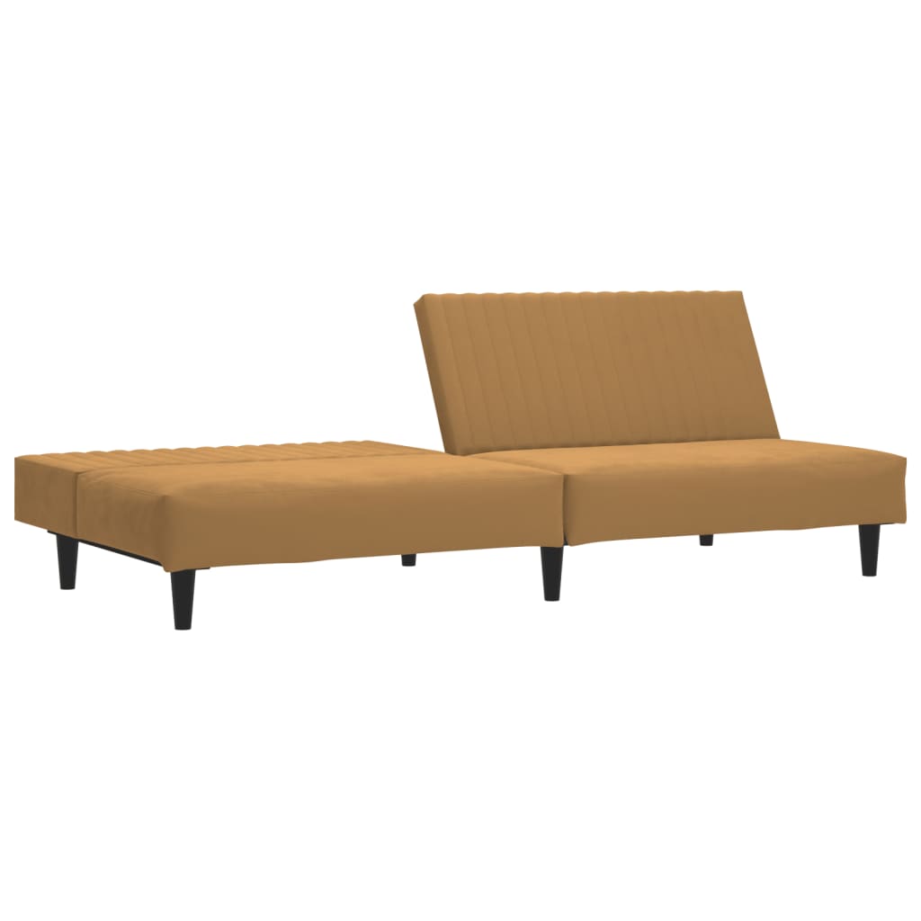 2-seater brown velvet sofa bed