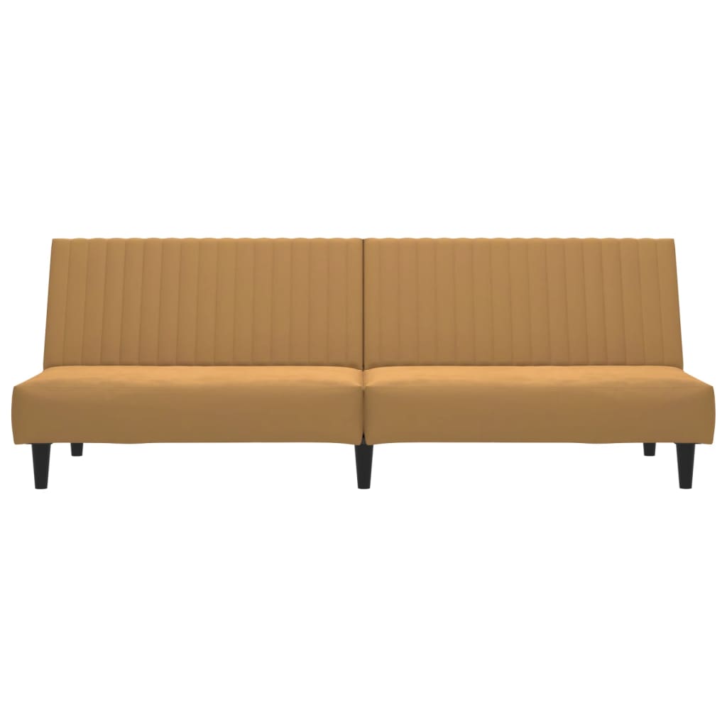 2-seater brown velvet sofa bed