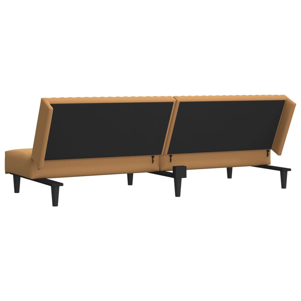 2-seater brown velvet sofa bed