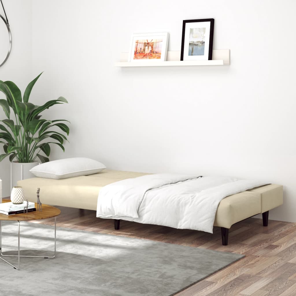 2-seater cream velvet sofa bed