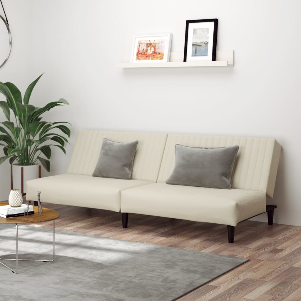 2-seater cream velvet sofa bed