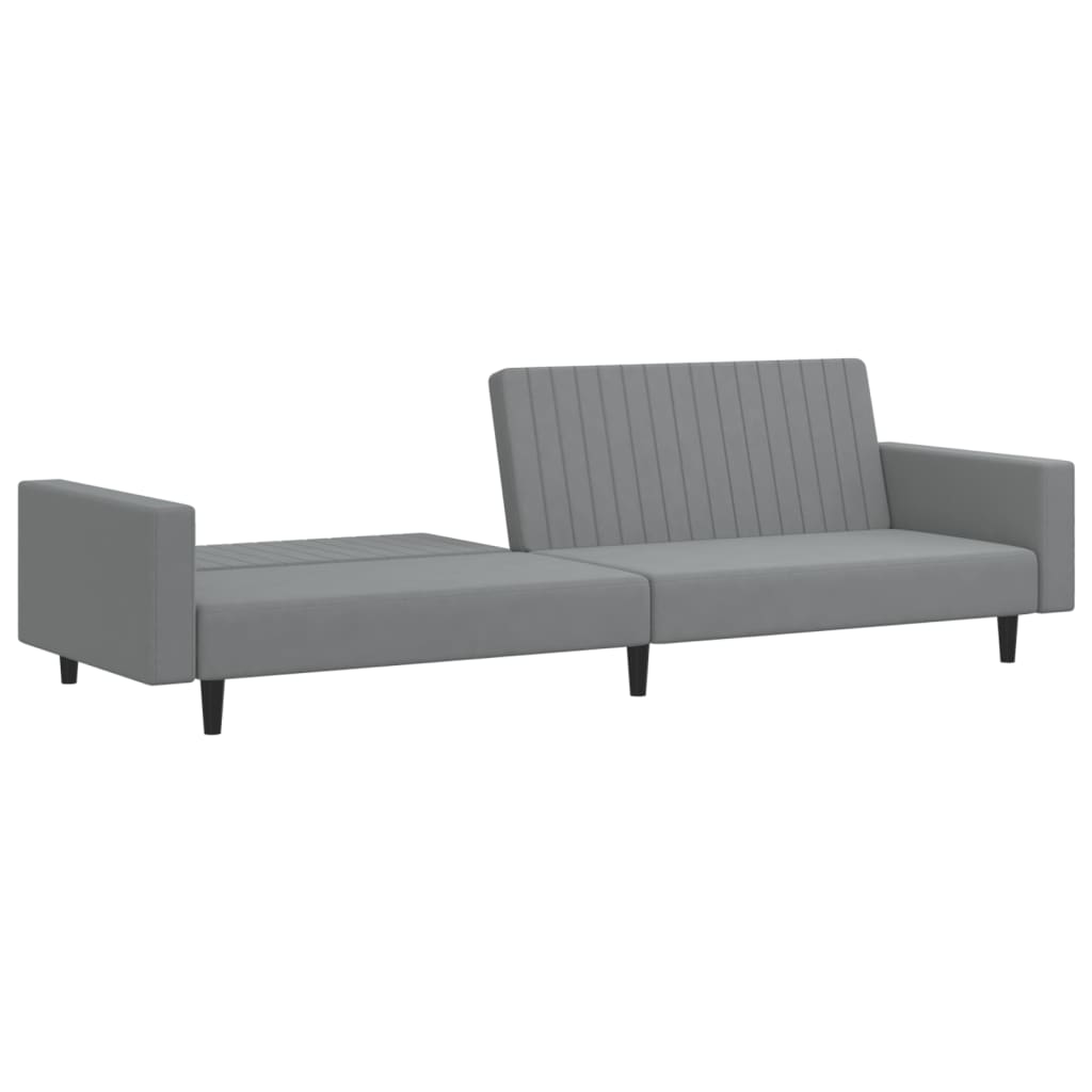 Light grey velvet 2-seater sofa bed