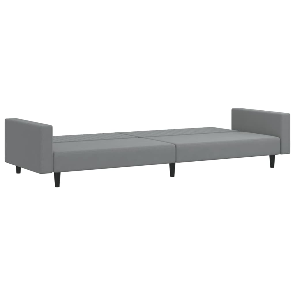 Light grey velvet 2-seater sofa bed
