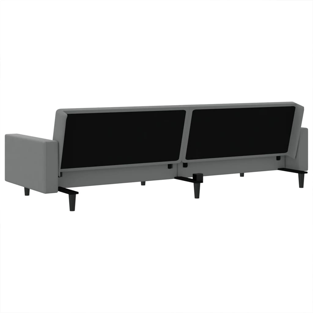 Light grey velvet 2-seater sofa bed