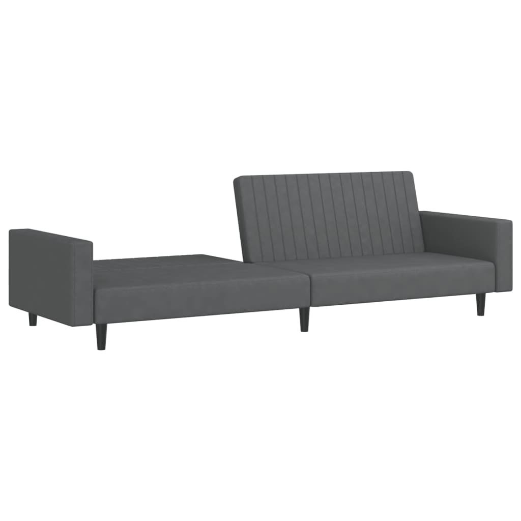 Dark grey velvet 2-seater sofa bed