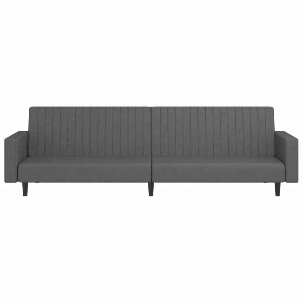 Dark grey velvet 2-seater sofa bed