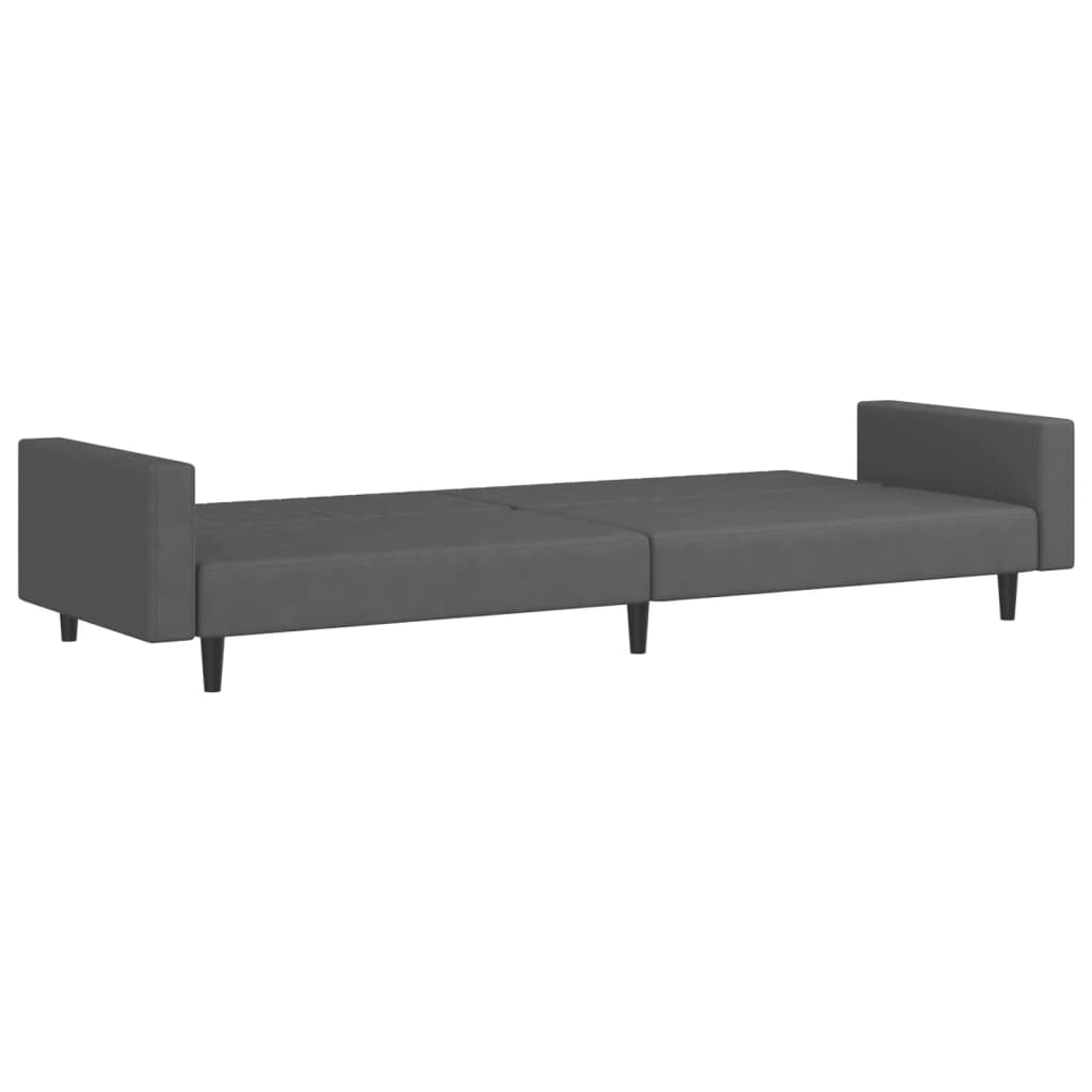 Dark grey velvet 2-seater sofa bed