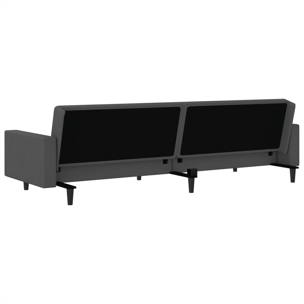 Dark grey velvet 2-seater sofa bed