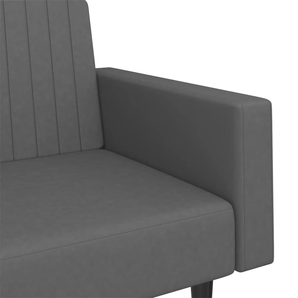 Dark grey velvet 2-seater sofa bed