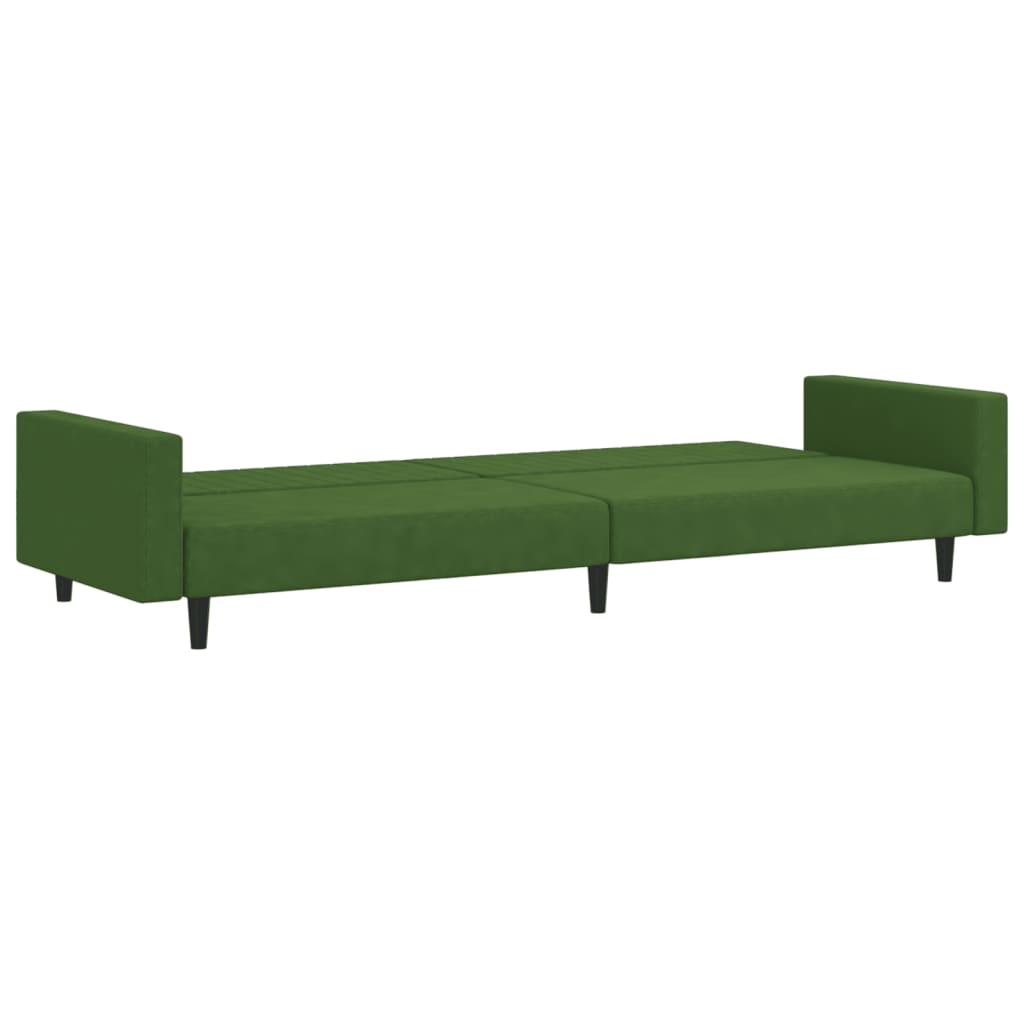 Dark green velvet 2-seater sofa bed