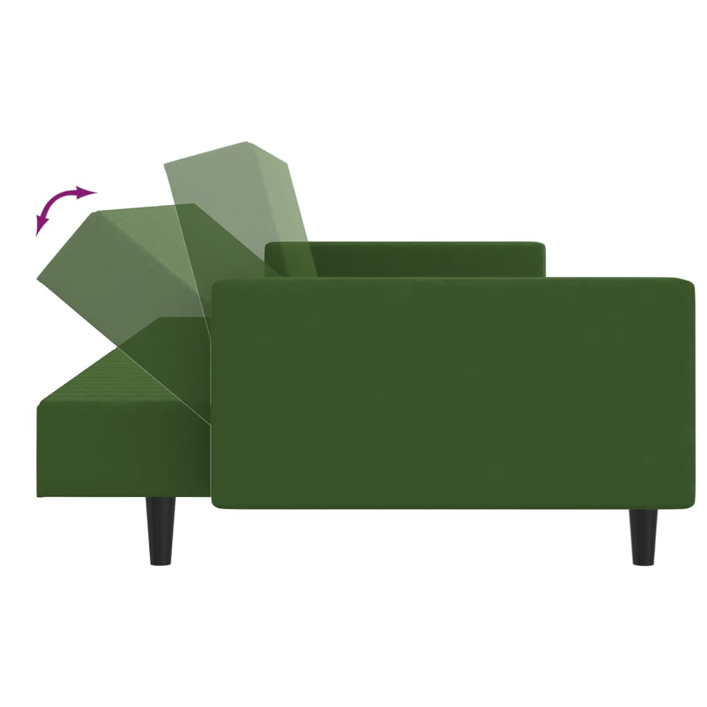 Dark green velvet 2-seater sofa bed