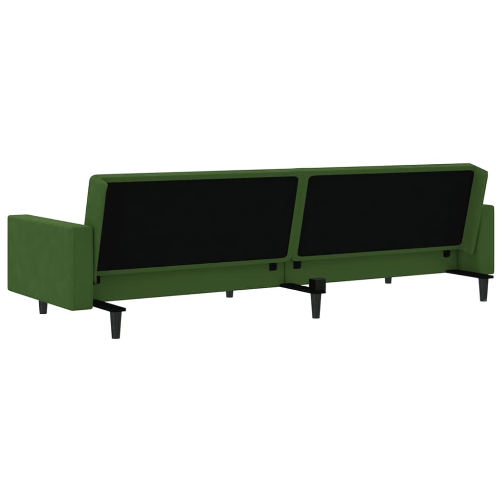 Dark green velvet 2-seater sofa bed