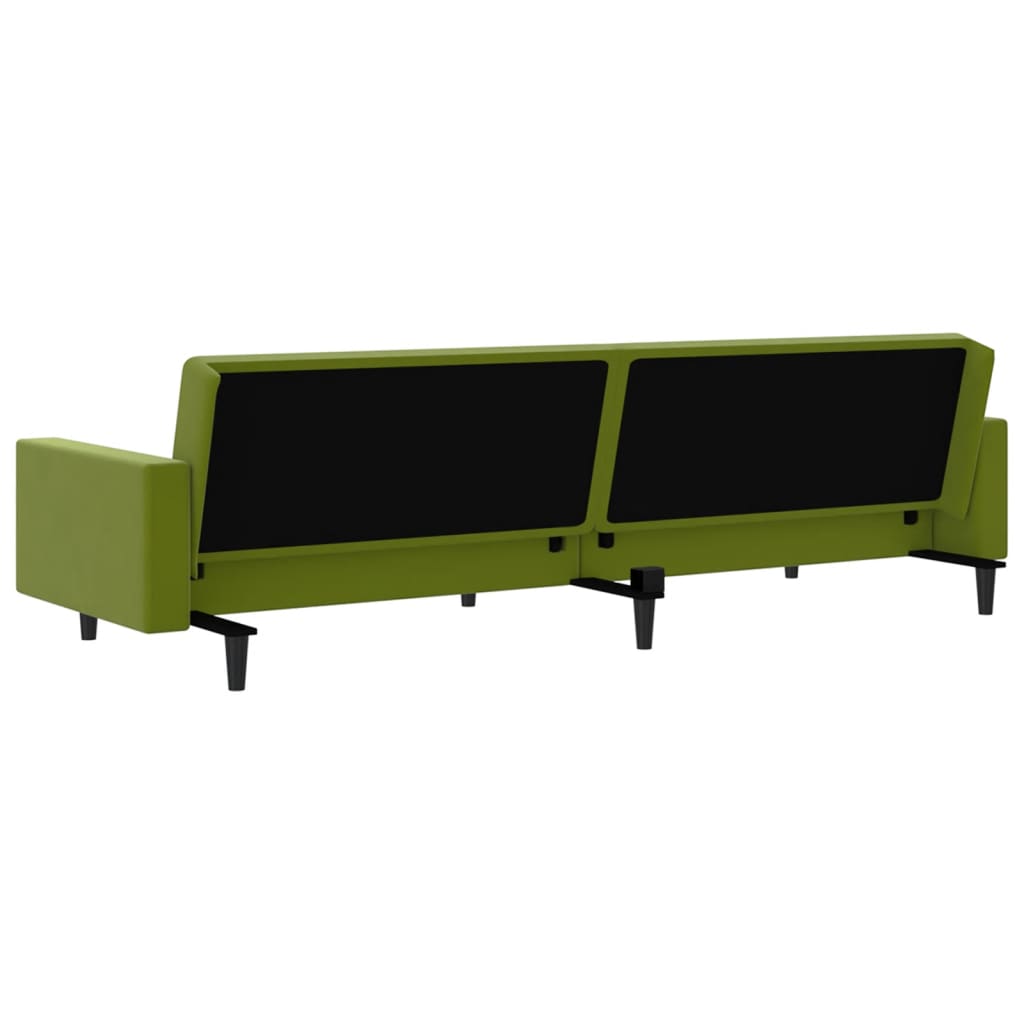 Light green velvet 2-seater sofa bed