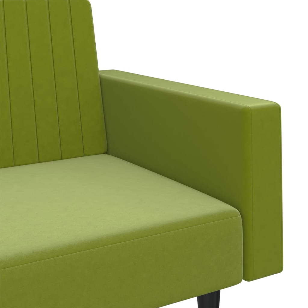 Light green velvet 2-seater sofa bed