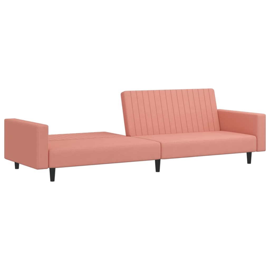 2-seater pink velvet sofa bed