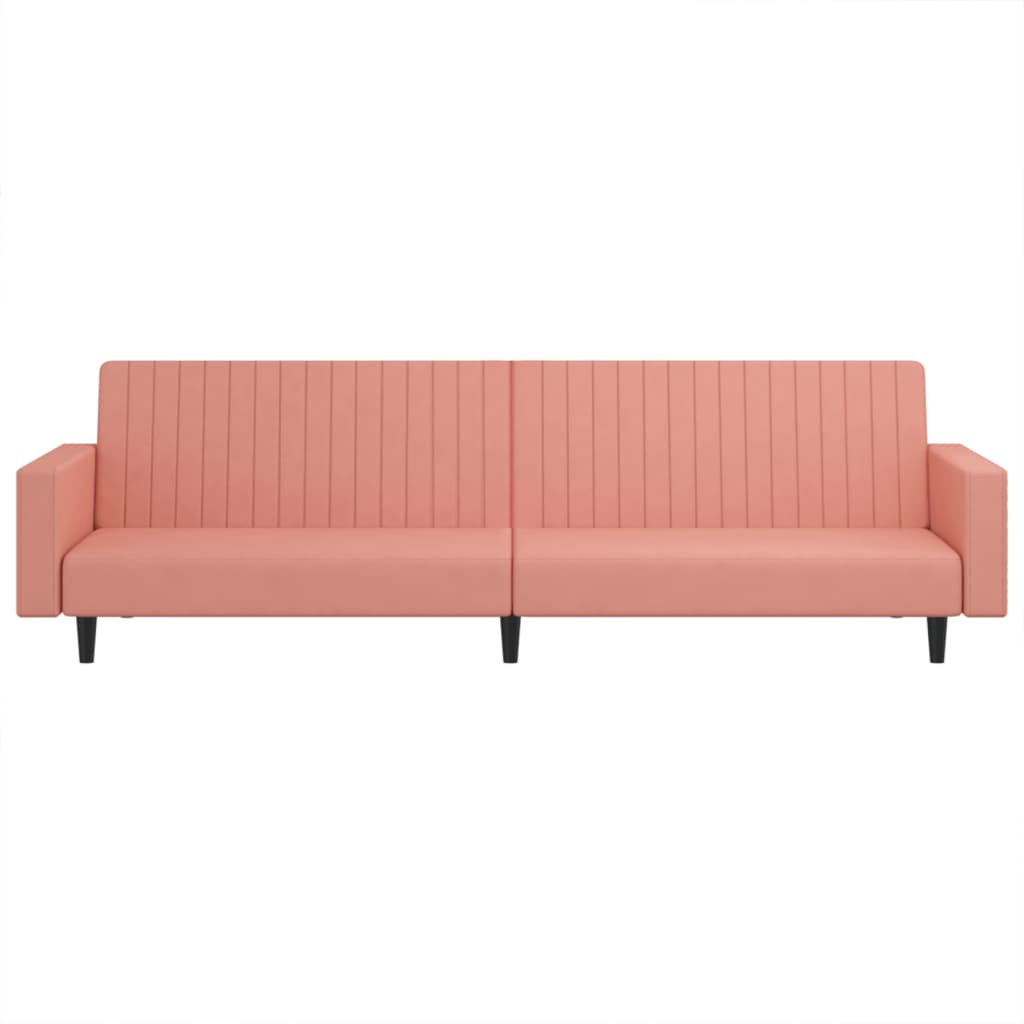 2-seater pink velvet sofa bed