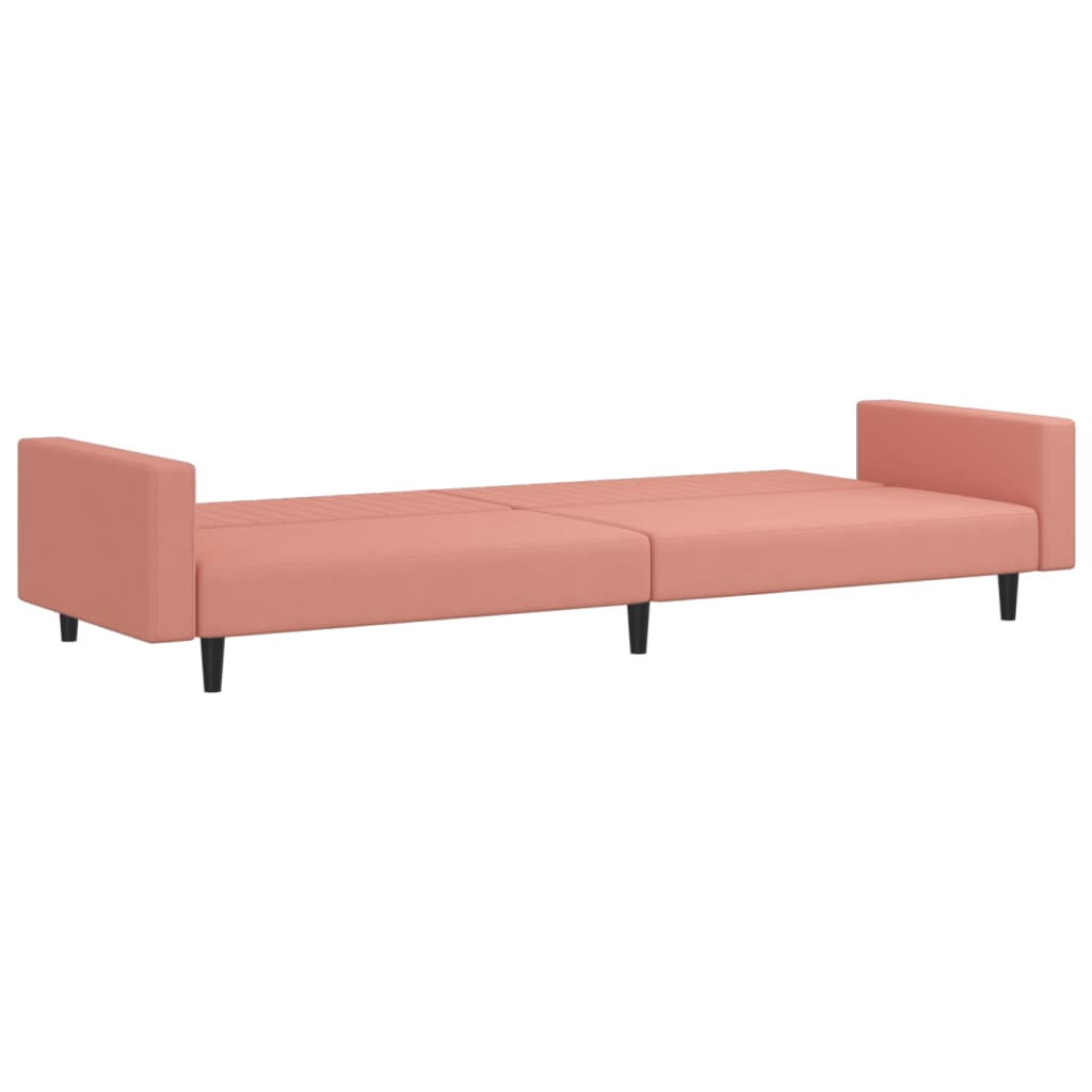 2-seater pink velvet sofa bed