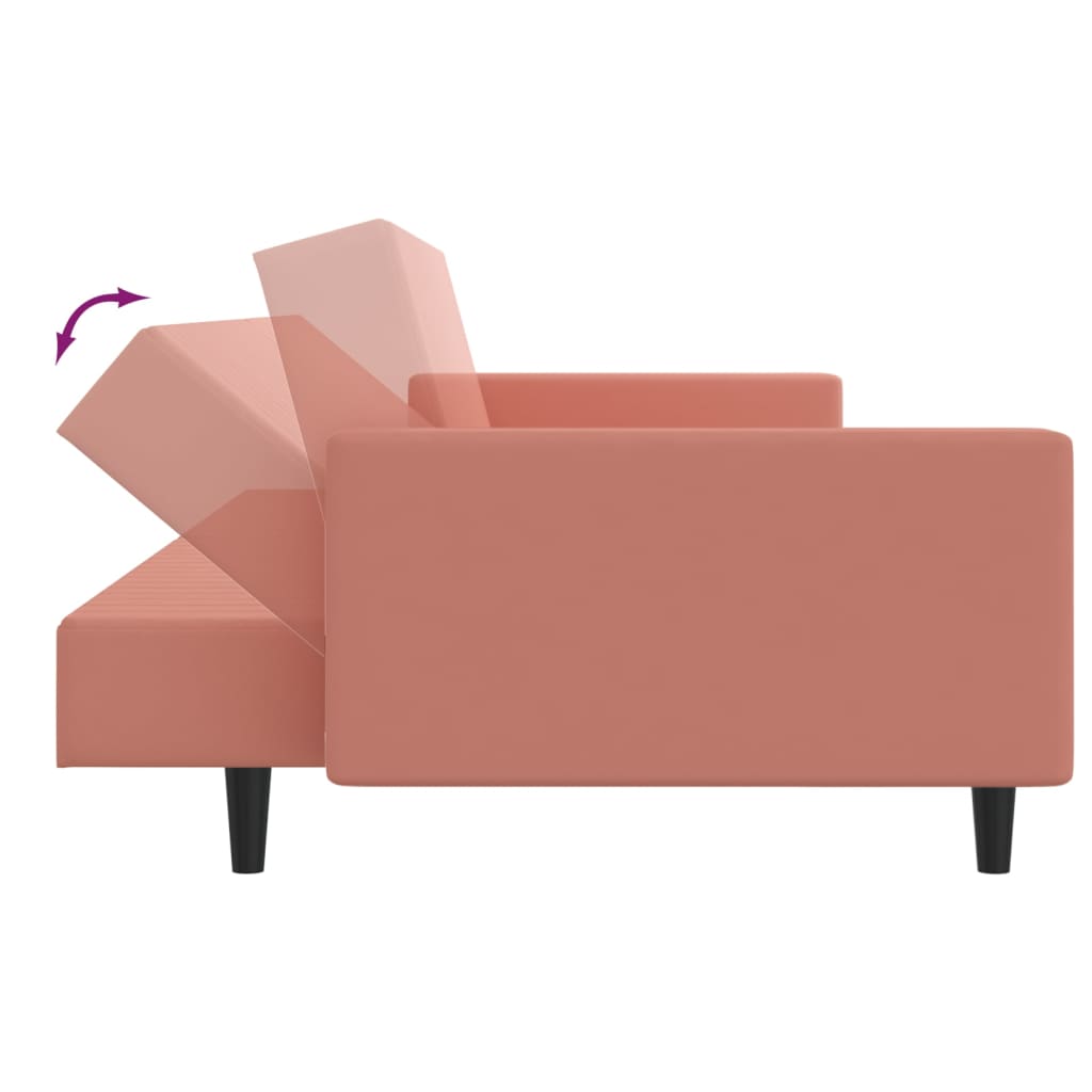 2-seater pink velvet sofa bed