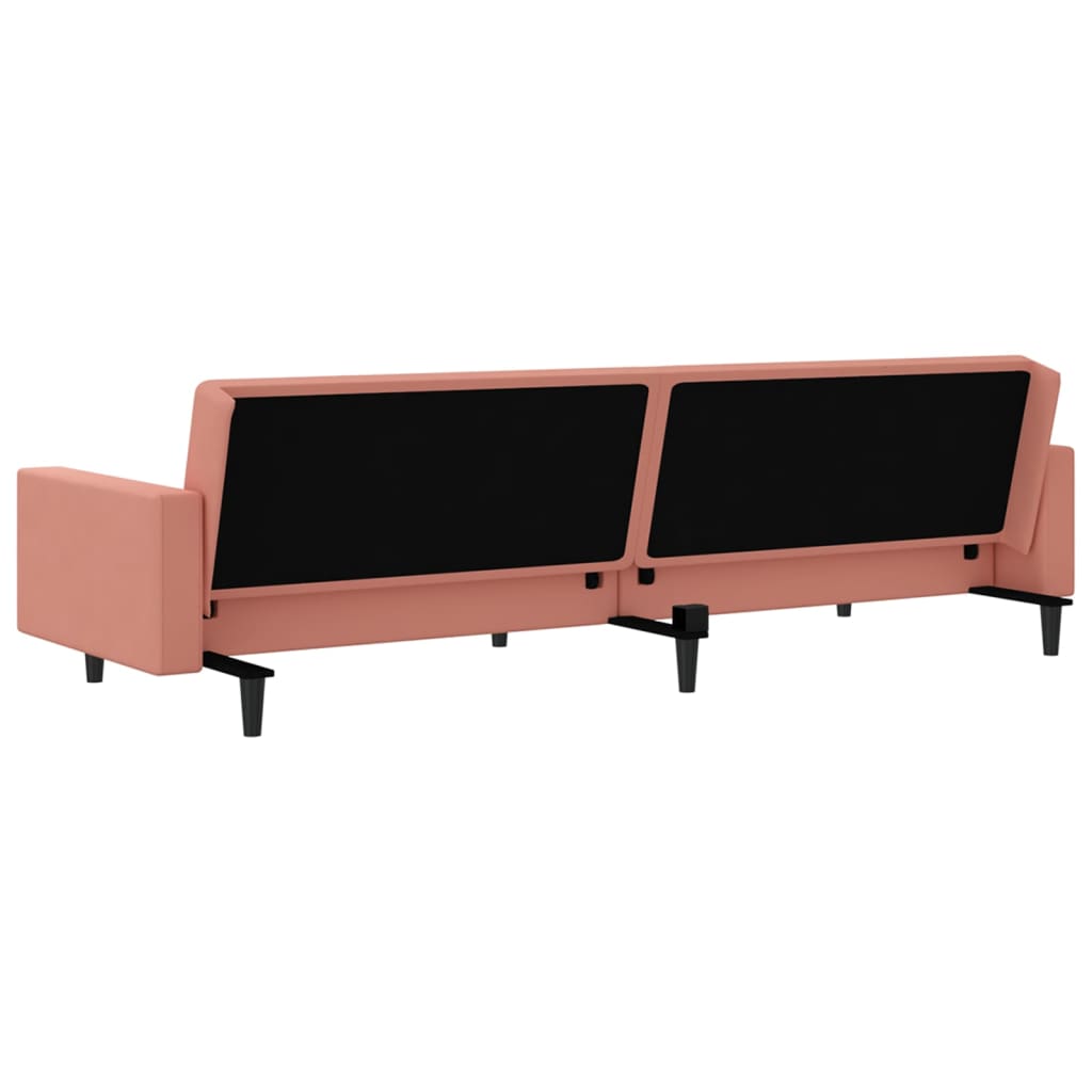 2-seater pink velvet sofa bed