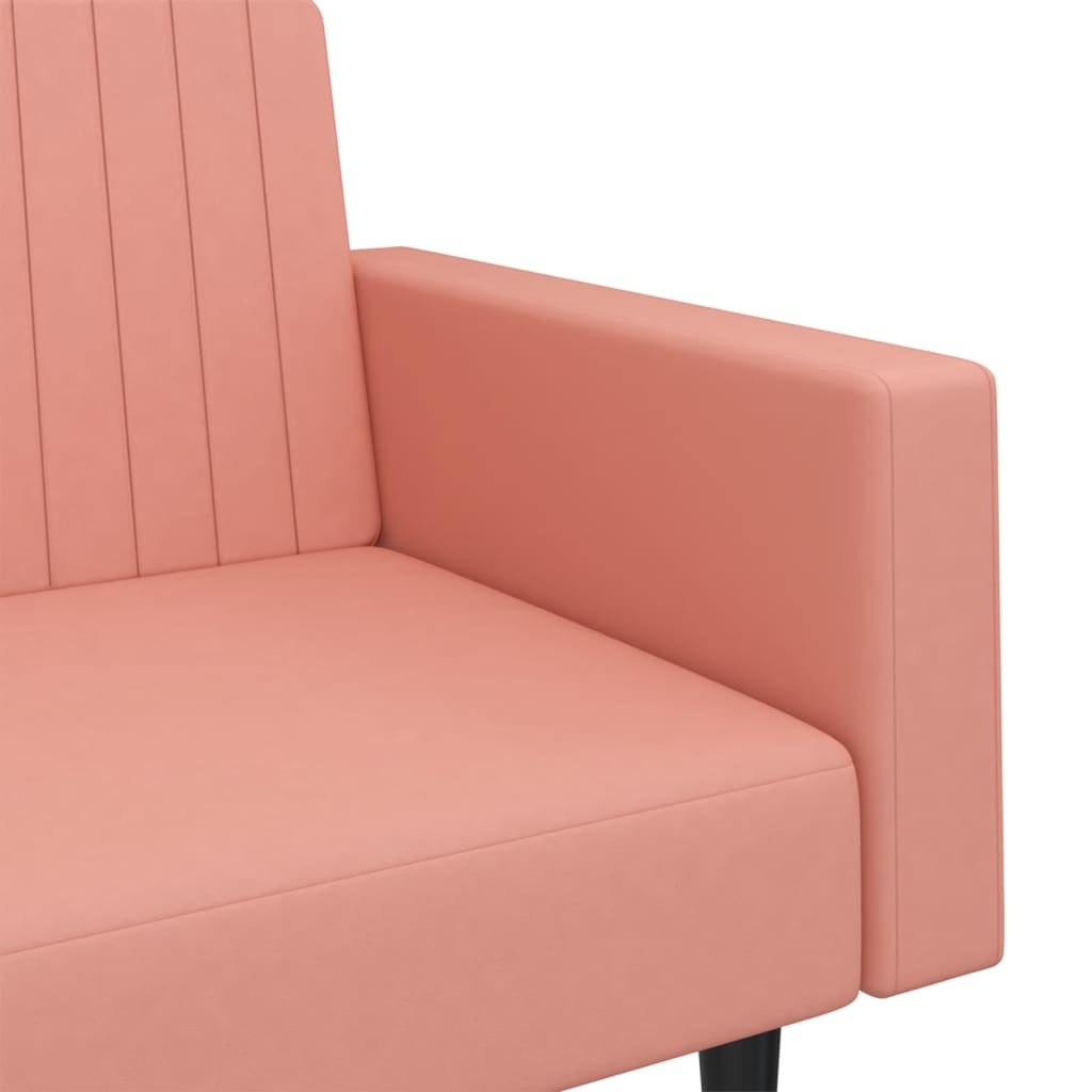 2-seater pink velvet sofa bed